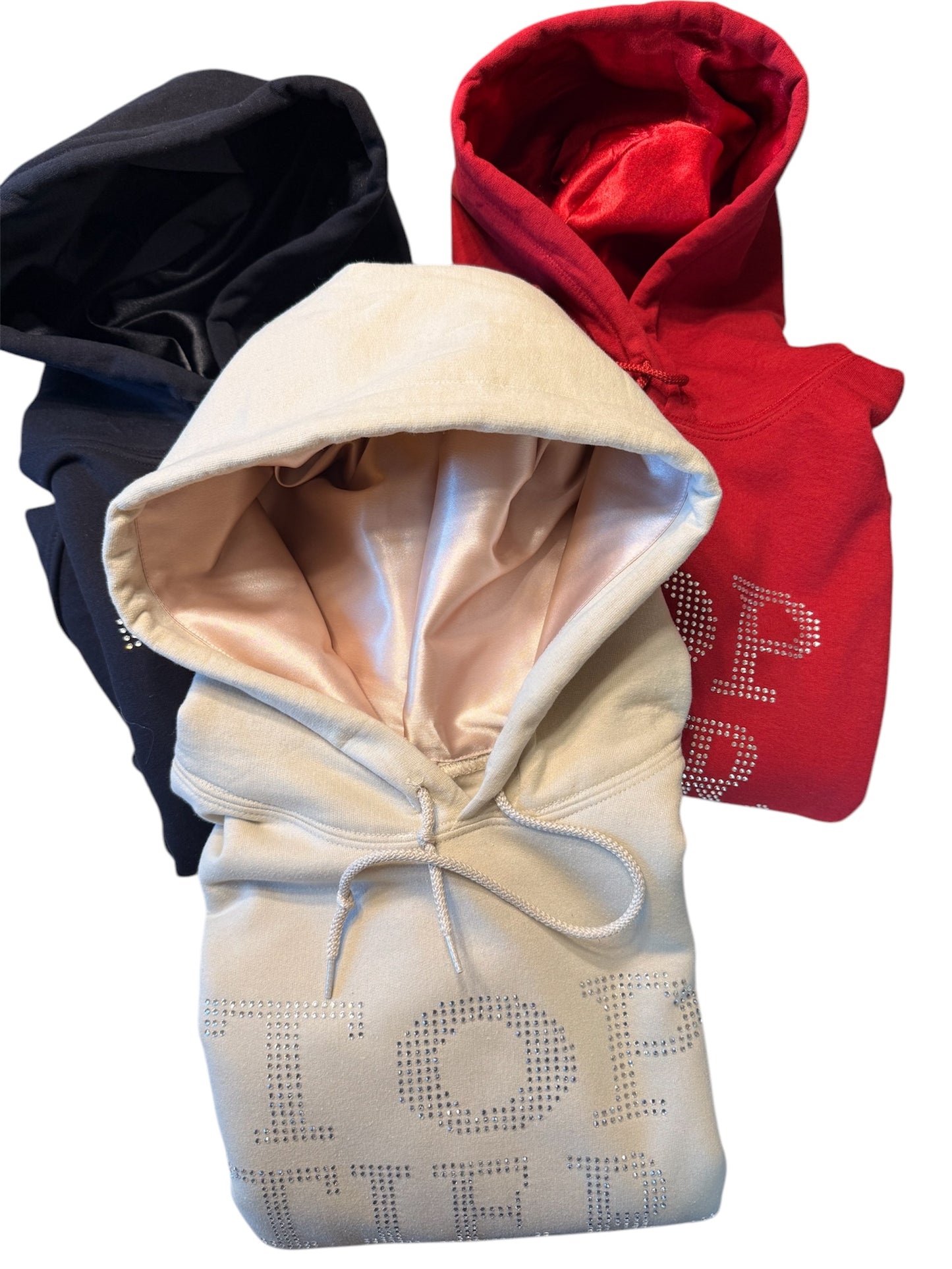 Top Tier Rhinestone Embellished Satin Lined Hoodie