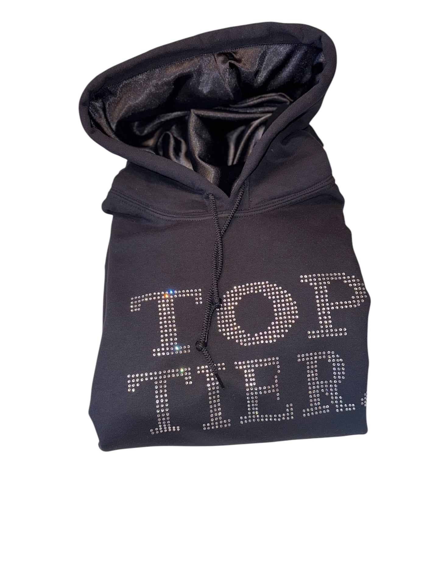 Top Tier Rhinestone Embellished Satin Lined Hoodie
