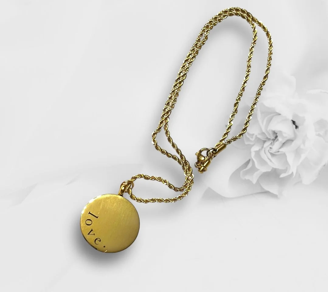 Double-sided Engraved Round Charm Necklace