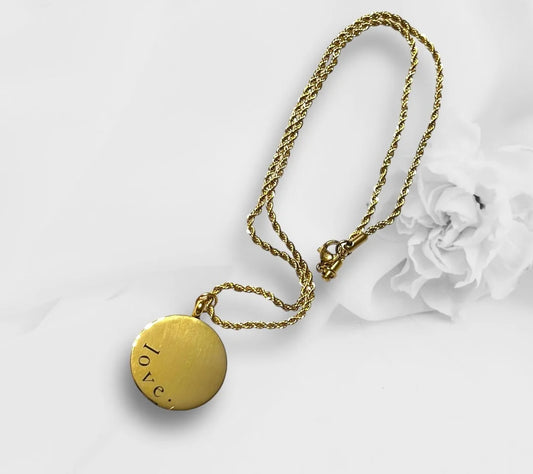Double-sided Engraved Round Charm Necklace