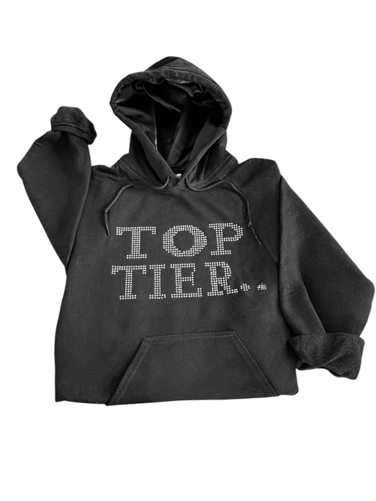 Top Tier Rhinestone Embellished Satin Lined Hoodie