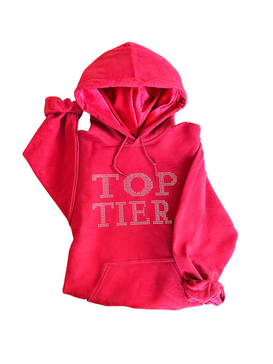 Top Tier Rhinestone Embellished Satin Lined Hoodie